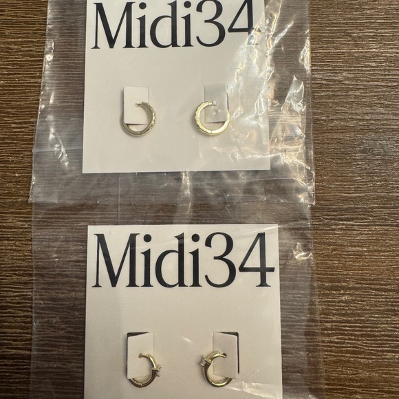 NEW Midi34 2-Pair 14K Gold Vermeil Zircon 925 Earrings Set - Picture 2 of 10